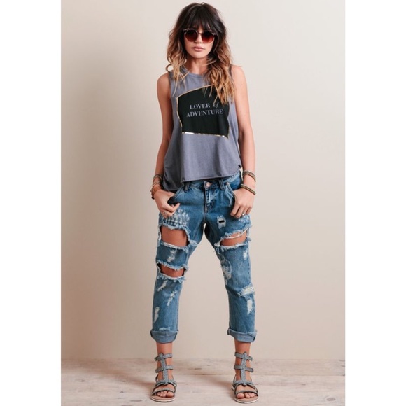 ✔️SOLD NWT One Teaspoon Destroyed Jeans 22 23 - Picture 2 of 4