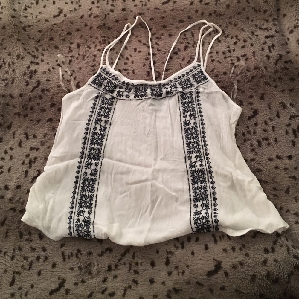 Blue embroidered top