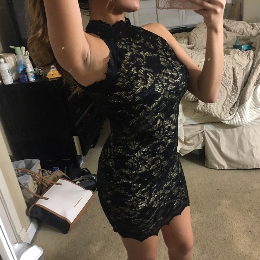 Black Laced Halter Dress