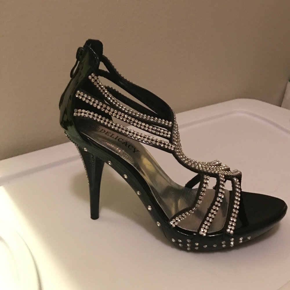 Black bling heels