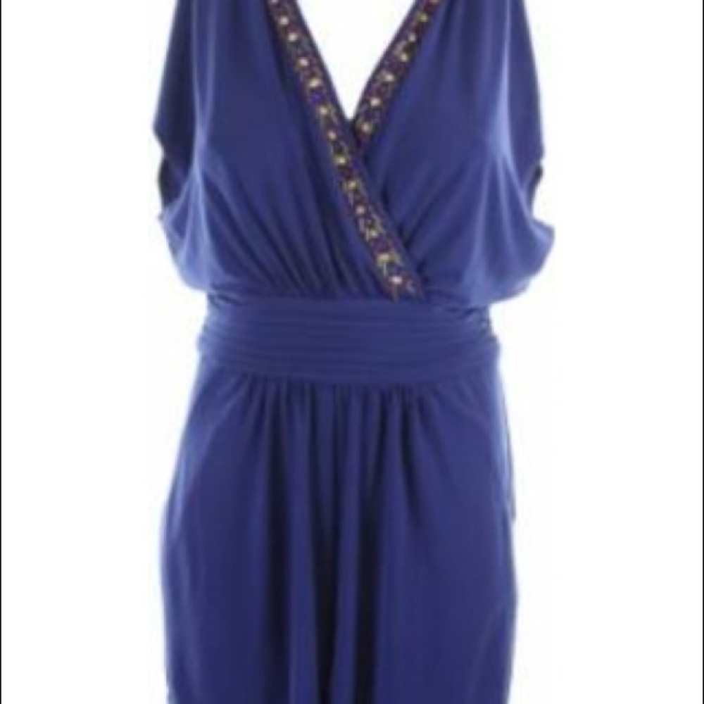 Sangria (brand) blue beaded romper