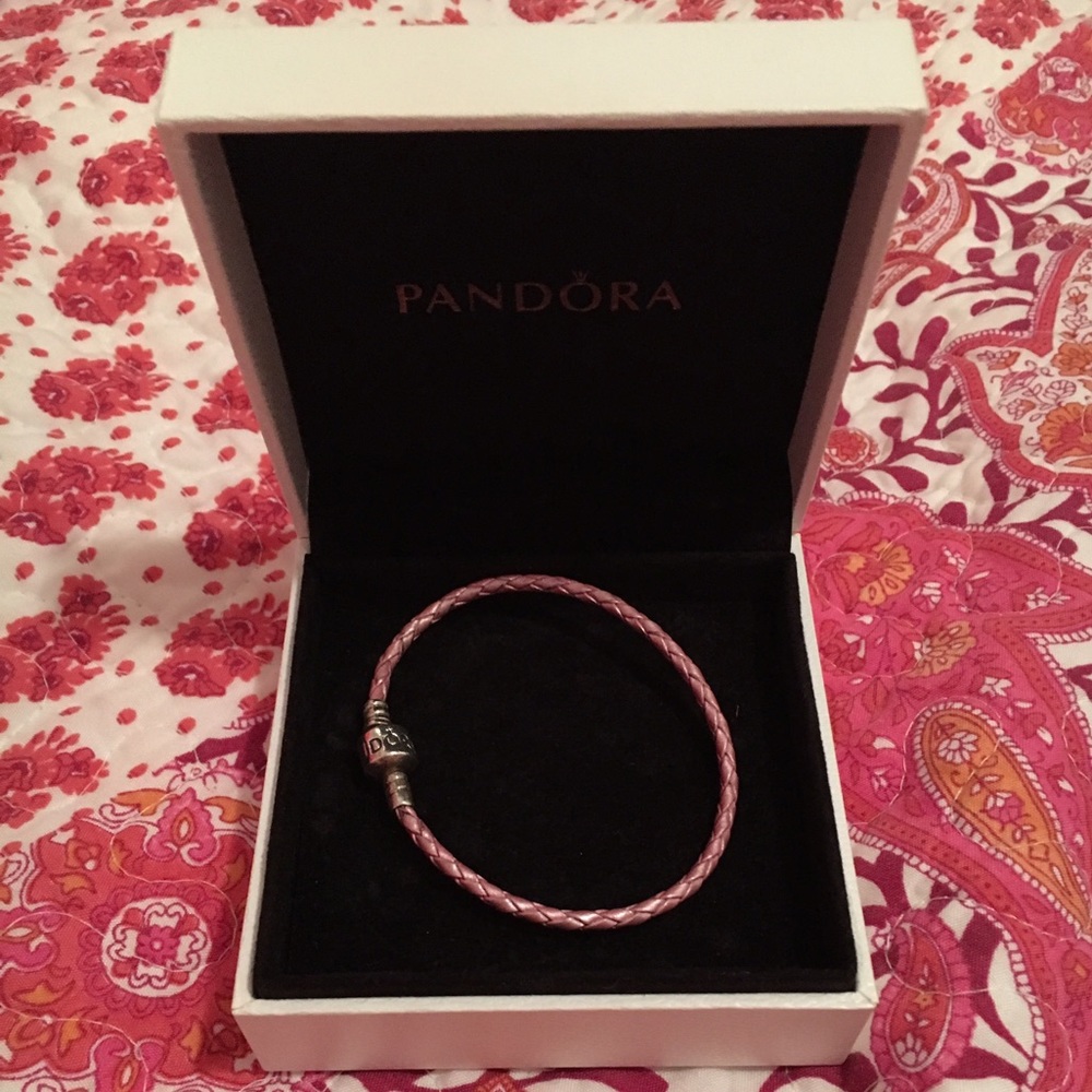 Pandora pink leather bracelet authentic