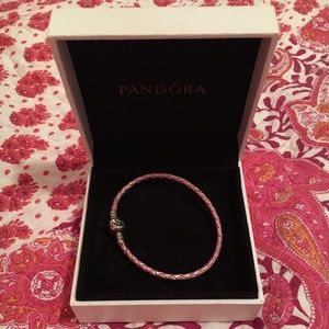 Pandora pink leather bracelet authentic