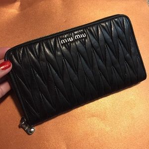MIU MIU Black Brown Quilted Wallet