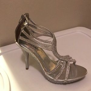 Sliver bling heels