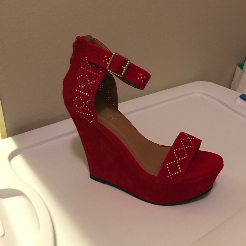 Red suede heels