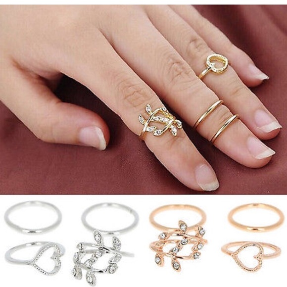 🆕 4PC Gold Plated Midi Ring Set - Picture 2 of 2