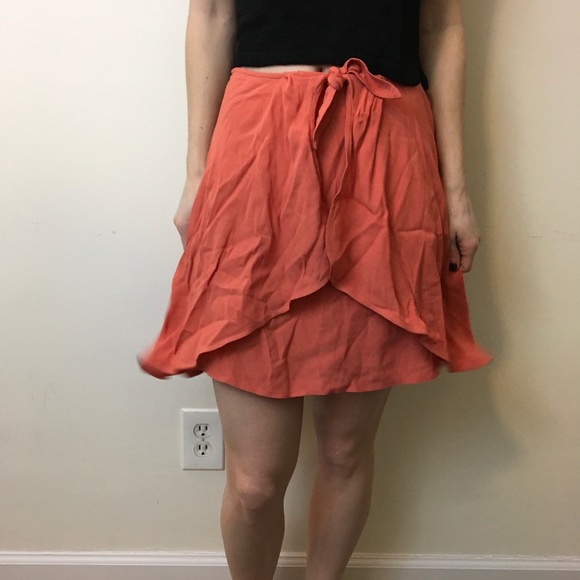 For Love & Lemons Coral "Sweet Jane" Bow Tie Skirt - Picture 2 of 8