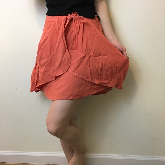 For Love & Lemons Coral "Sweet Jane" Bow Tie Skirt - Picture 6 of 8