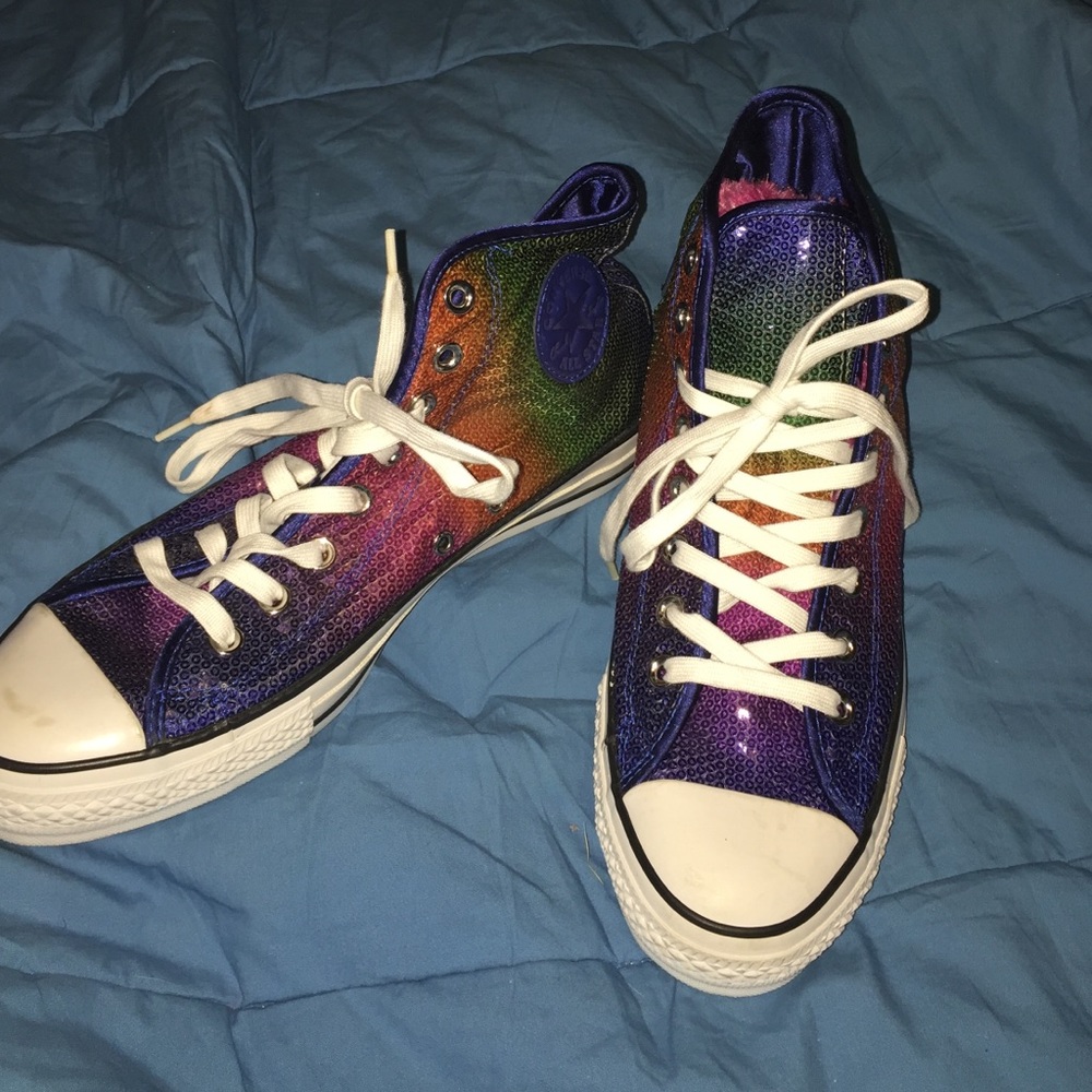 Sequin converse high tops