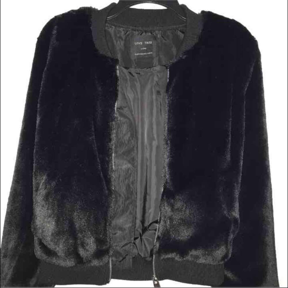 Faux fur bomber jacket