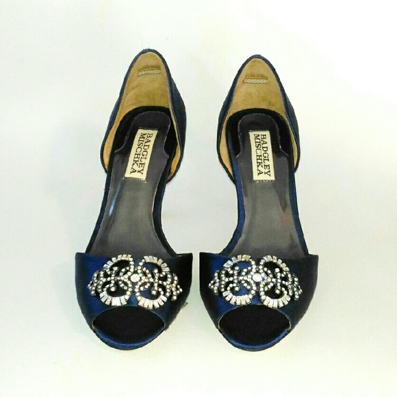 Badgley Mischka Satin Blue Heels - Picture 4 of 4