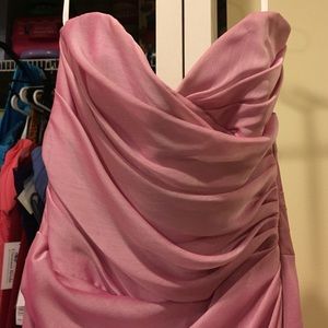 Long pink chiffon dress