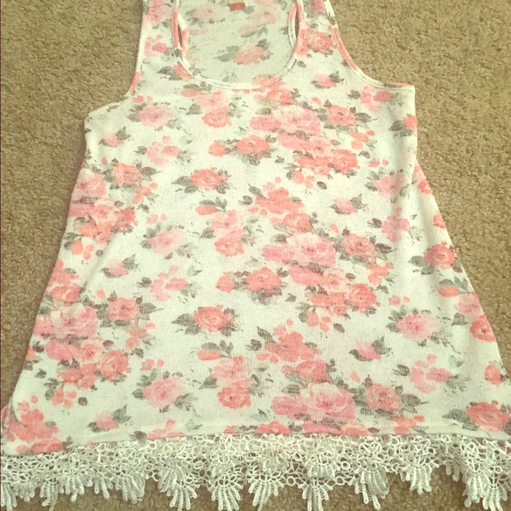 Rosy top with cute lacey ends!