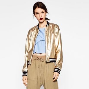 ZARA: GOLD BOMBER JACKET ZARA: GOLD BOMBER JACKET