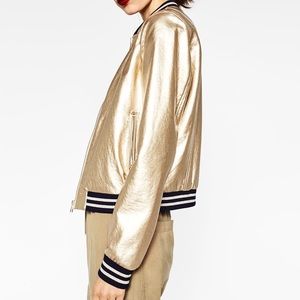 zara gold bomber jacket