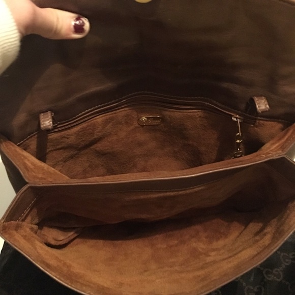 AUTHENTIC GORGEOUS VINTAGE CROCODILE/ SUEDE CLUTCH - Picture 4 of 4