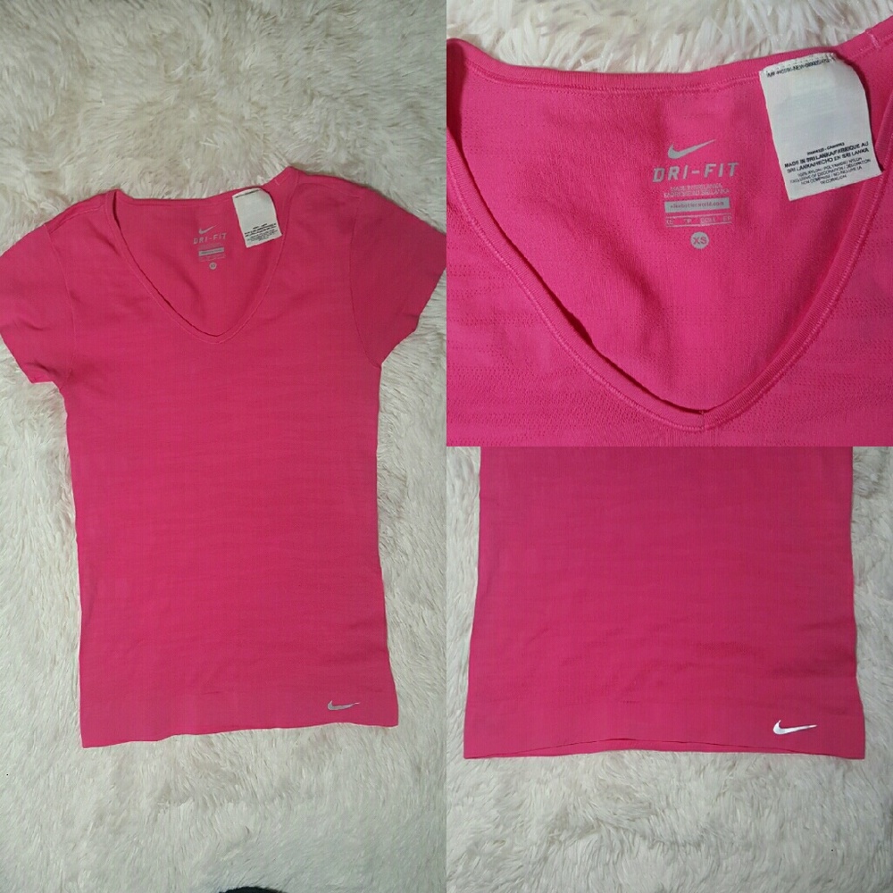 Nike Dri-Fit ~  Pink V Neck Workout T-shirt ~ XS