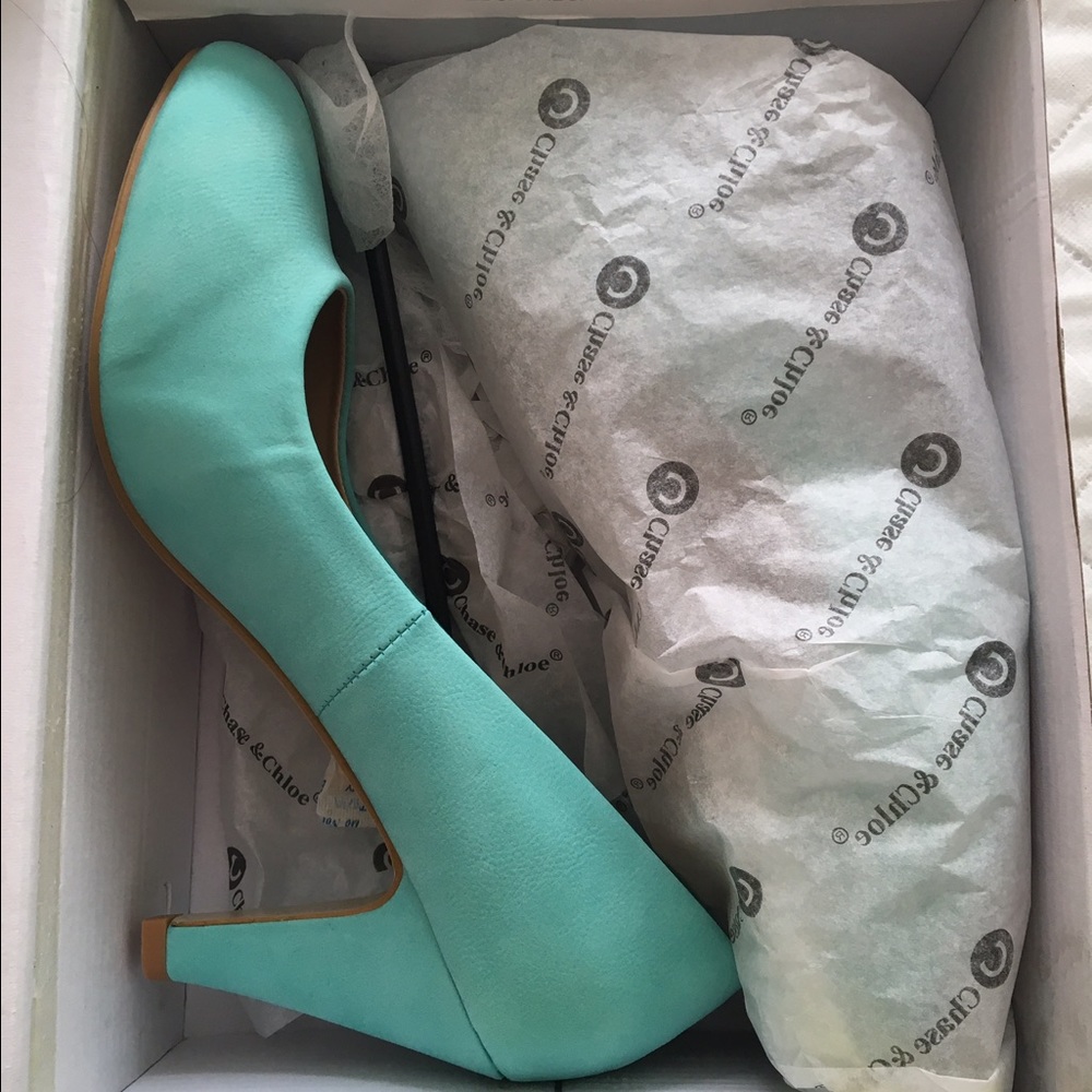 Mint green pumps