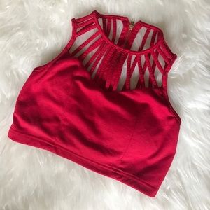 Red Caged Crop Top