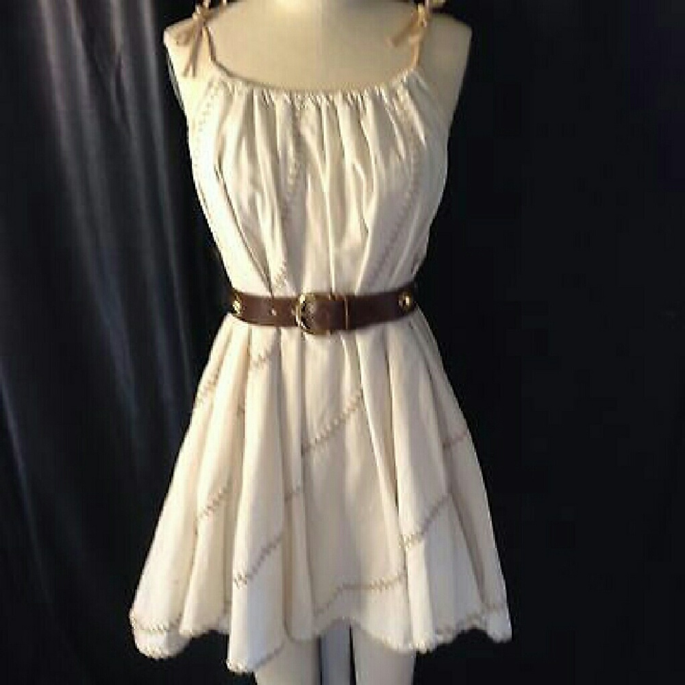 Boho Mini Sundress Natural  Small Festival