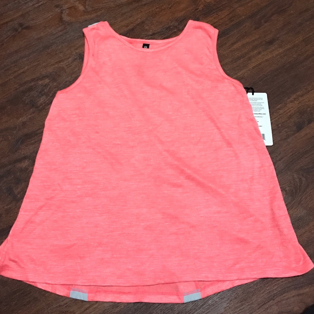 Orange/silver reflective tank top.
