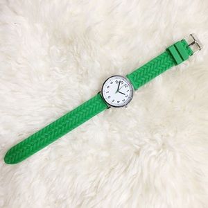 Green watch with braid textured jelly band!