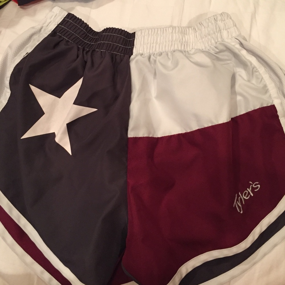 Tyler's Maroon flag shorts