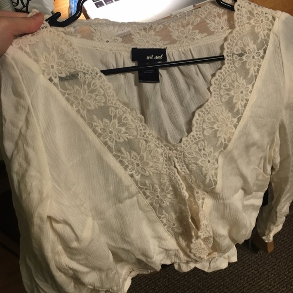 Crop long sleeve white lace - Picture 3 of 3