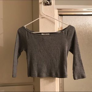 Gray F21 Off-The-Shoulder Crop Top