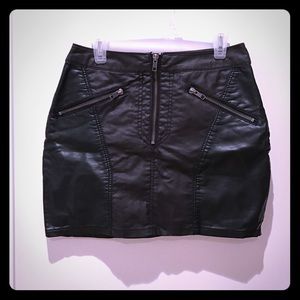 Faux Black Leather Skirt