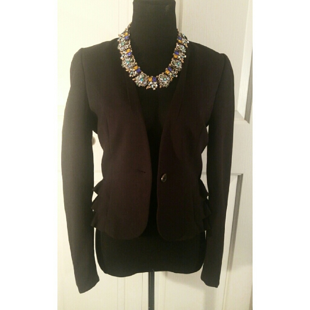 H&M Black Ruffle Pocket Jacket