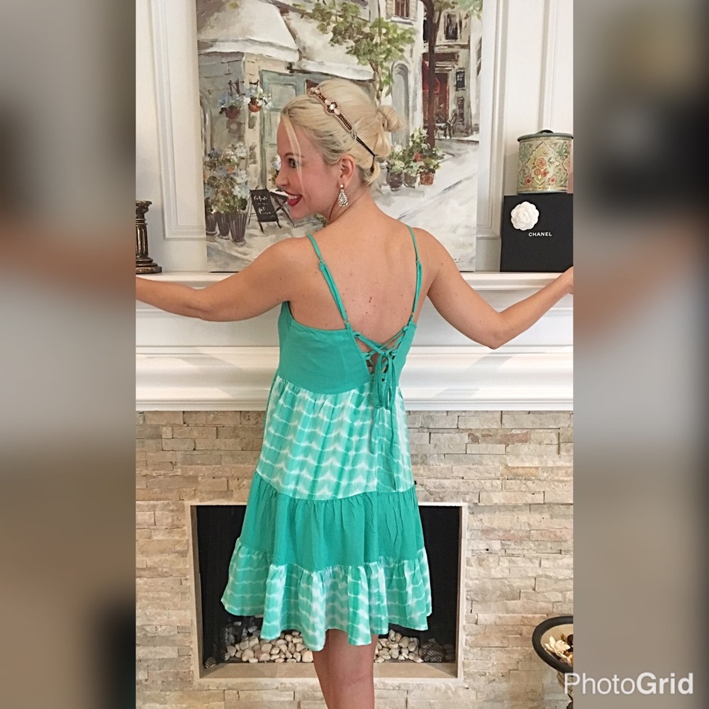 Stunning mint/white tie dye back tie sundress! - Picture 2 of 3