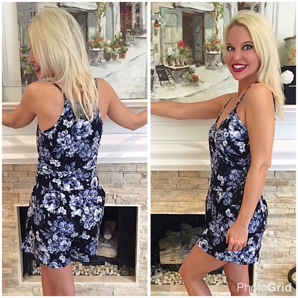 Obsessed with this blue floral romper! LAST ONE - Picture 2 of 2