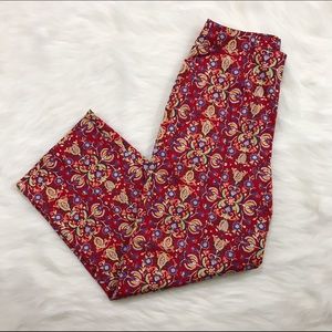 hannah anderssen red floral cropped pants