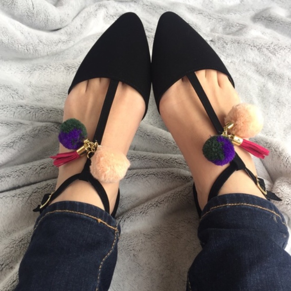 1 LEFT! NWT. Pom Pom Black flat - Picture 8 of 8