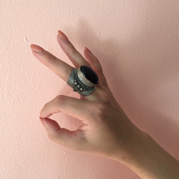 Vintage Jewelry - Vintage Black Oval Statement Ring