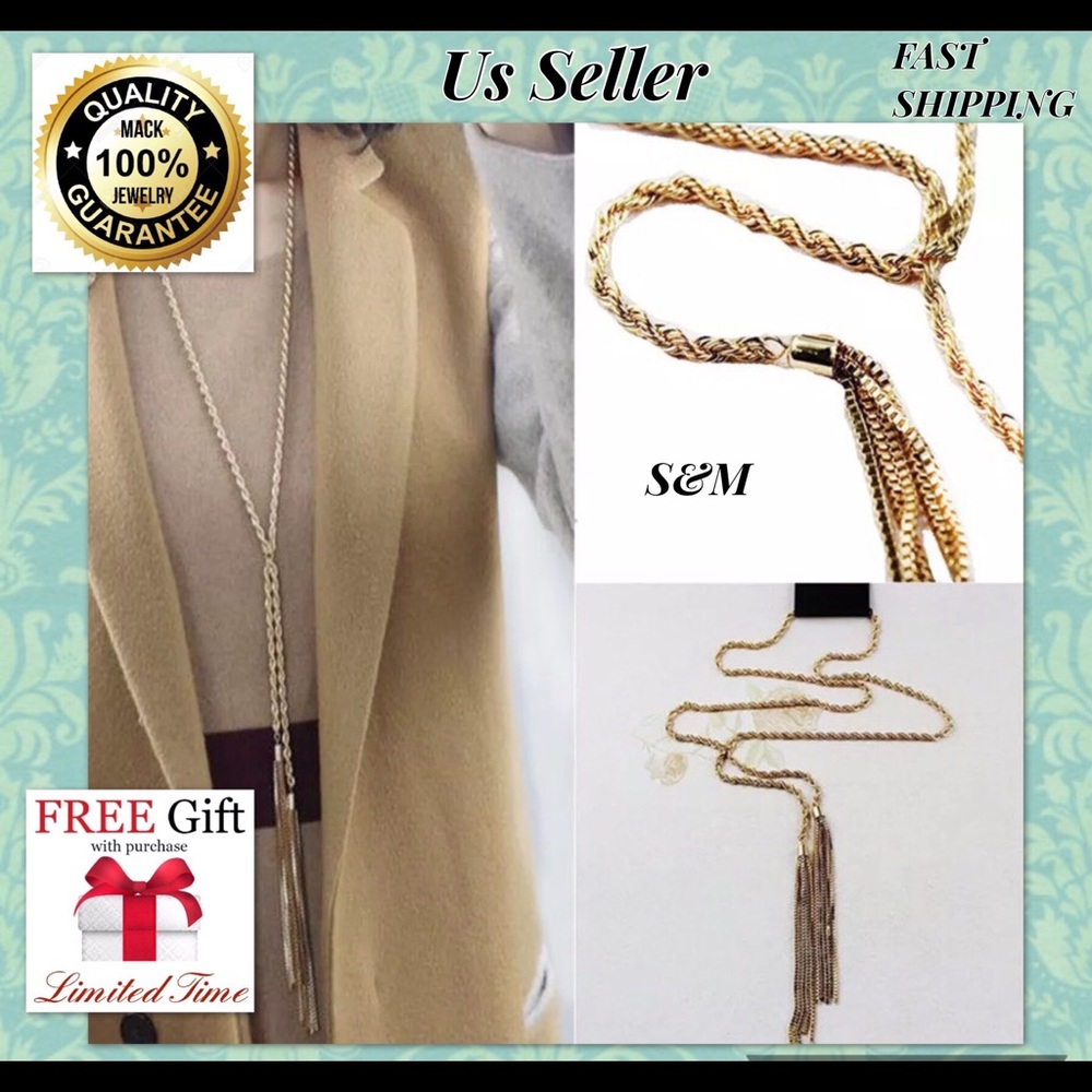 G plated delicate elegant tassels chains necklace