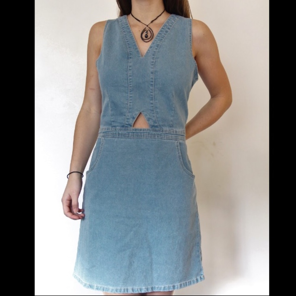 Denim Cotton On cutout mini dress