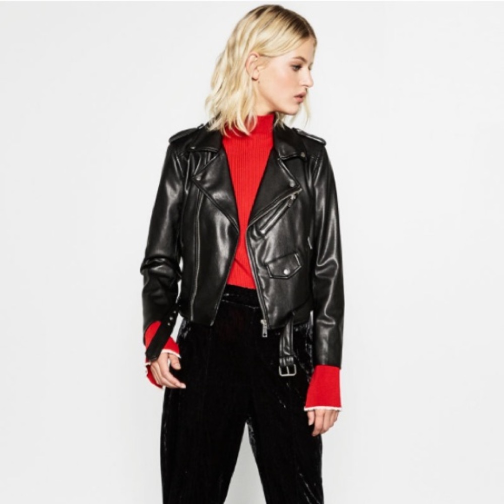 ZARA Black Faux Leather Jacket