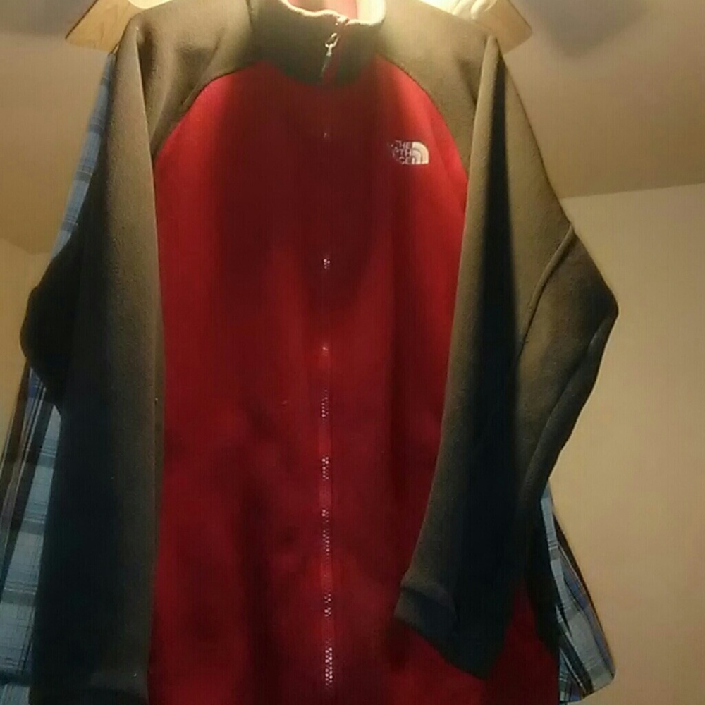 Red and Grey The North Face Fleece / coat