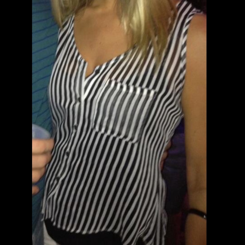 Striped peekaboo-back top