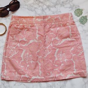 J. Crew Pink Paisley Mini Skirt Size 2