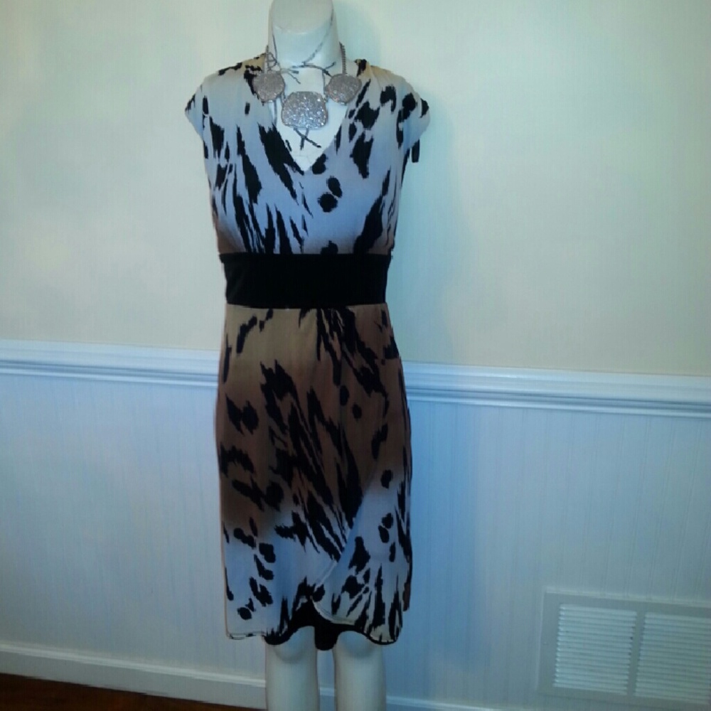 Animal print polyester and spandex dress.