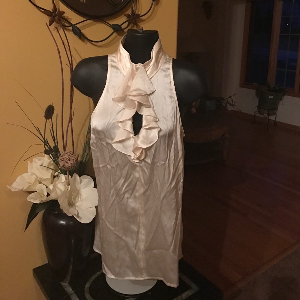 Cream white 3 button ruffle blouse- Express size M
