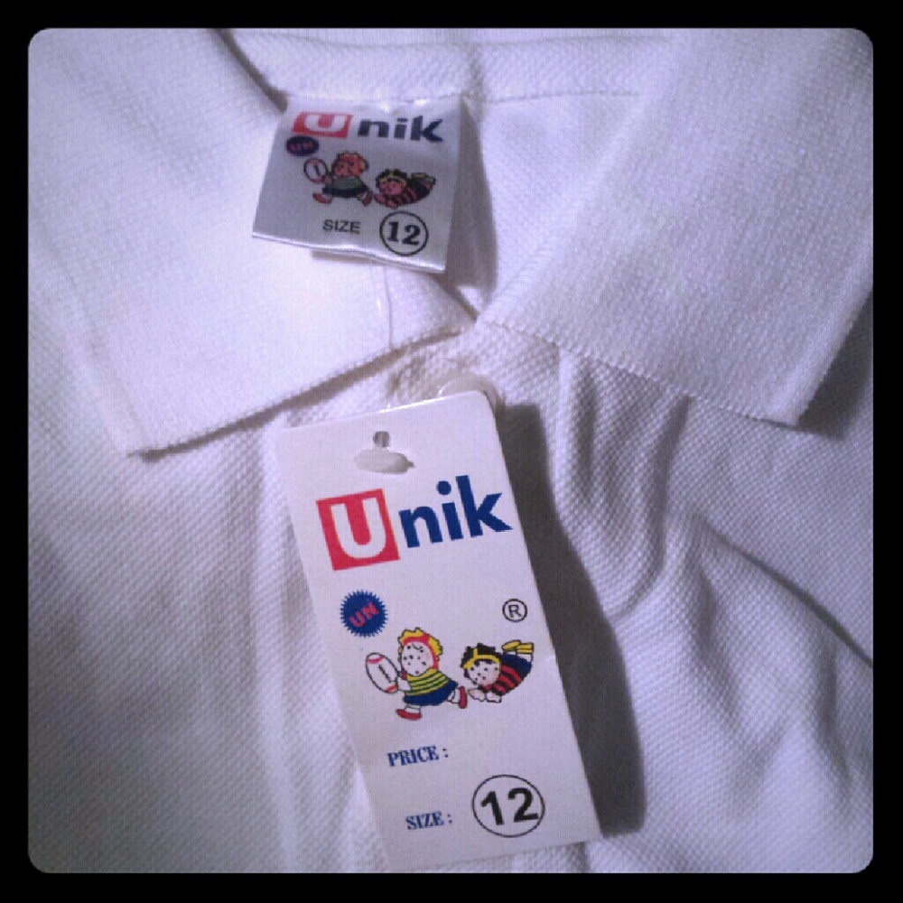 White school uniform polo shirts. KIDS SIZES ONLY!