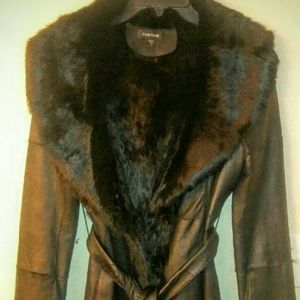 Bebe leather / fur coat