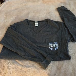 Pink Long Sleeve T with Logo, Large