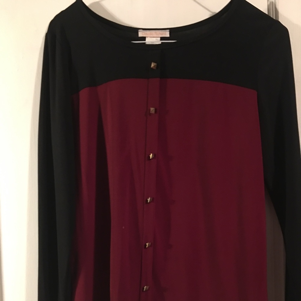 Burgundy and black blouse