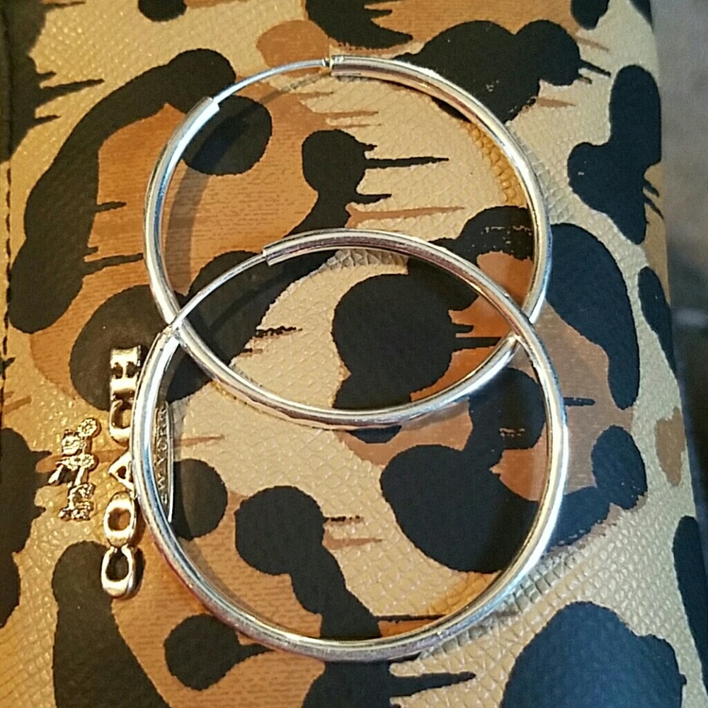 2 inch Silver earring hoops new